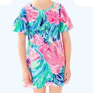 Lilly Pulitzer Mini Linden dress Size L(8-10) puff sleeves